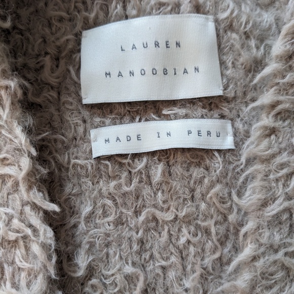 Lauren Manoogian Sherpa Cardigan, Coat, Taupe, Beige, One Size (OS) - Picture 4 of 6